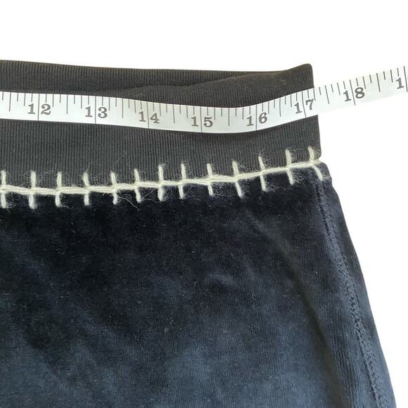 Donna Y2K Bootcut Velour Track Pants Embroidered Waistline Black Casual Sz L - Picture 11 of 16